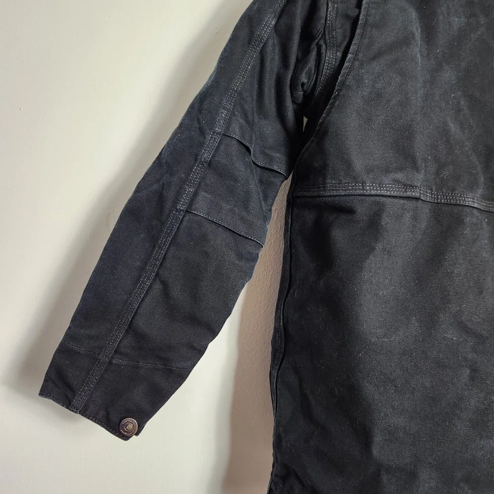 Carhartt Full Swing Jacket Mens Size Small Black Duck Canvas Sherpa‎ Collar Work